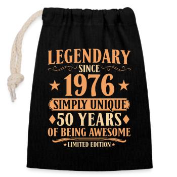 Legendary since 1976 - 50th Birthday Vintage - Closable cotton gift bag (14x20cm) - black - Front