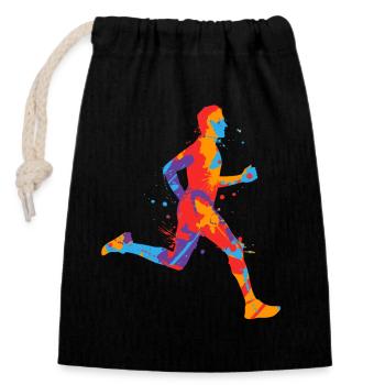 Course de jogging colorée Garçons garçons Coureurs - Sac cadeau en coton avec cordon (14 x 20 cm) - noir - Devant