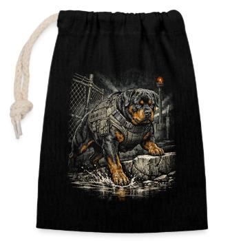 Rottweiler Hund - Verschließbarer Geschenkbeutel aus Baumwolle (14x20cm) - Schwarz - Vorne