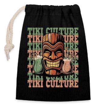 Tiki Kultur Tiki Kopf Cocktail Vibes Retro - Verschließbarer Geschenkbeutel aus Baumwolle (14x20cm) - Schwarz - Vorne