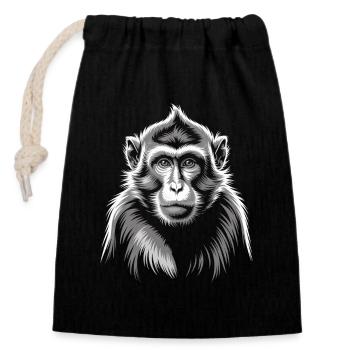 Singe Gris - Sac cadeau en coton avec cordon (14 x 20 cm) - noir - Devant