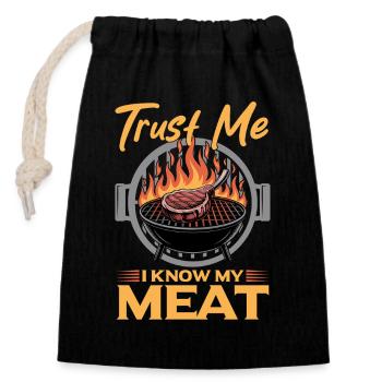 BBQ Grilling Meat Smoking Barbecue - Closable cotton gift bag (14x20cm) - black - Front