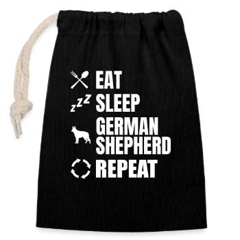 Essen Schlafen Schäferhund Wiederholen - Verschließbarer Geschenkbeutel aus Baumwolle (14x20cm) - Schwarz - Vorne