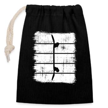 Skateboard Drawing - Closable cotton gift bag (14x20cm) - black - Front