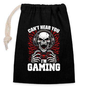 Totenkopf mit Gaming Controller Gamer Zocken - Verschließbarer Geschenkbeutel aus Baumwolle (14x20cm) - Schwarz - Vorne