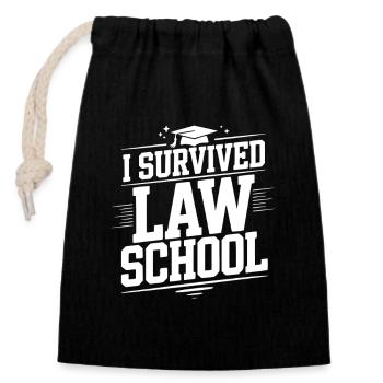 J’ai survécu à la faculté de droit - Sac cadeau en coton avec cordon (14 x 20 cm) - noir - Devant