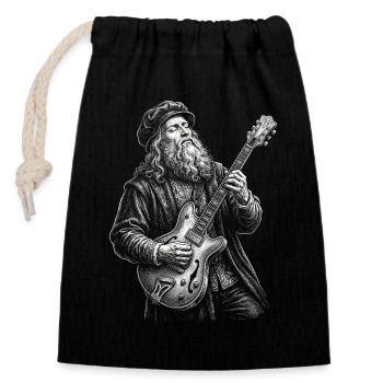 Leonardo Da Vinci joue de la guitare - Sac cadeau en coton avec cordon (14 x 20 cm) - noir - Devant
