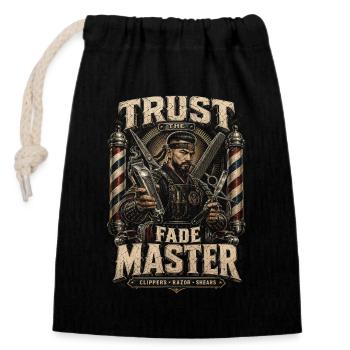 Barber Barbier Trust Le Maître du Fade - Sac cadeau en coton avec cordon (14 x 20 cm) - noir - Devant