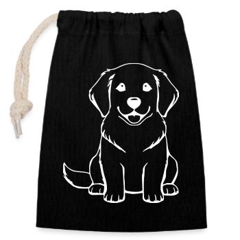 Hund Baby Hundebaby Welpe Geschenk Hundeliebhaber - Verschließbarer Geschenkbeutel aus Baumwolle (14x20cm) - Schwarz - Vorne
