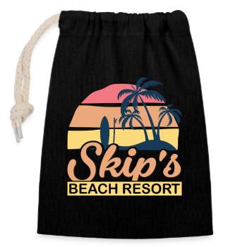 Skip's Beach Resort tropischer Sommerurlaub - Verschließbarer Geschenkbeutel aus Baumwolle (14x20cm) - Schwarz - Vorne