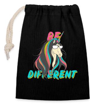 Fête de nerds de la licorne Be Different - Sac cadeau en coton avec cordon (14 x 20 cm) - noir - Devant
