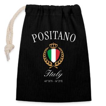 Positano Italy Coat of Arms Crown – Travel Souvenir - Closable cotton gift bag (14x20cm) - black - Front