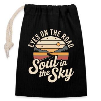 Eyes on the road | Road Trip Soul - Closable cotton gift bag (14x20cm) - black - Front