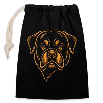 Rottweiler Hund - Verschließbarer Geschenkbeutel aus Baumwolle (14x20cm) - Schwarz - Vorne