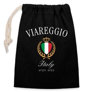 Viareggio Italien Wappen Krone – Reise Souvenir - Verschließbarer Geschenkbeutel aus Baumwolle (14x20cm) - Schwarz - Vorne