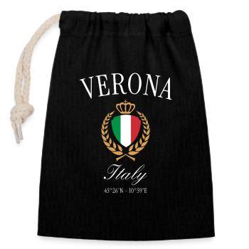 Verona Italien Wappen Krone – Reise Souvenir - Verschließbarer Geschenkbeutel aus Baumwolle (14x20cm) - Schwarz - Vorne