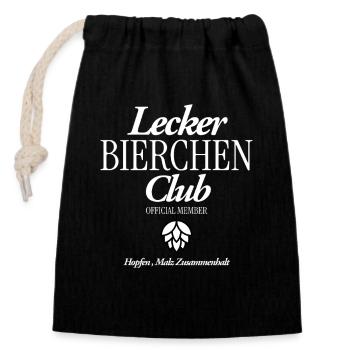 Lecker Bierchen CLub - Verschließbarer Geschenkbeutel aus Baumwolle (14x20cm) - Schwarz - Vorne