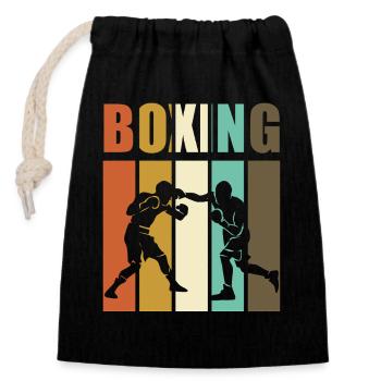 Boxen Boxring Nostalgie Geschenk für Boxer - Verschließbarer Geschenkbeutel aus Baumwolle (14x20cm) - Schwarz - Vorne