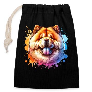 Chowchow Motif - Closable cotton gift bag (14x20cm) - black - Front
