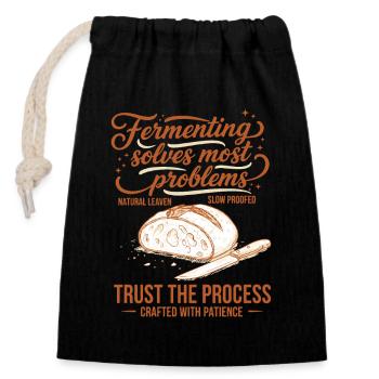 sourdough Fermenting Solves Problems - Closable cotton gift bag (14x20cm) - black - Front