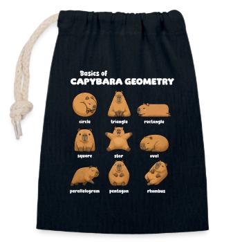 Basics of Capybara Geometry Funnier - Closable cotton gift bag (14x20cm) - navy - Front
