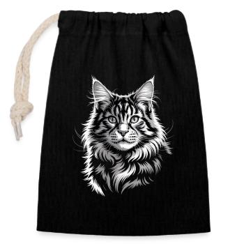 Maine Coon - Closable cotton gift bag (14x20cm) - black - Front