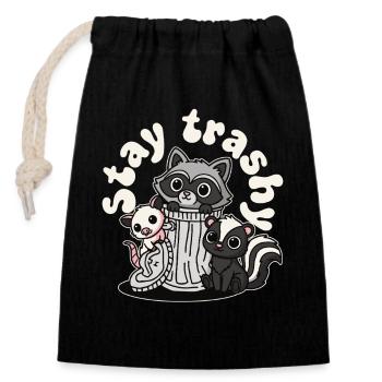 Reste Raton laveur Opossum Skunk - Sac cadeau en coton avec cordon (14 x 20 cm) - noir - Devant