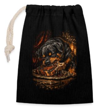 Rottweiler Hund - Verschließbarer Geschenkbeutel aus Baumwolle (14x20cm) - Schwarz - Vorne