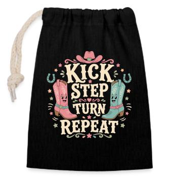 Kick Step Turn Repeat - Closable cotton gift bag (14x20cm) - black - Front