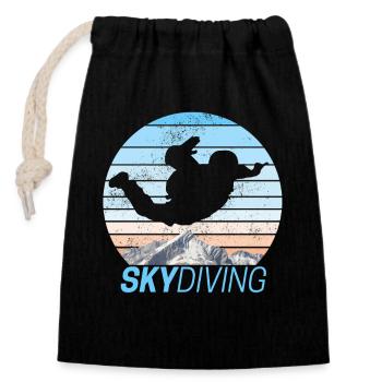 Skydiving Skydiving Sunset - Closable cotton gift bag (14x20cm) - black - Front