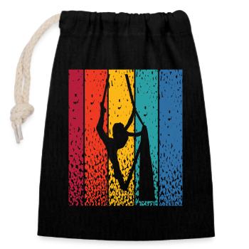 Tissu vertical Acrobaties aériennes vintage Soie aérienne - Sac cadeau en coton avec cordon (14 x 20 cm) - noir - Devant