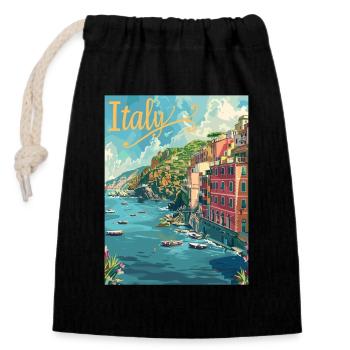 Paysage côtier italien des Cinque Terre - Sac cadeau en coton avec cordon (14 x 20 cm) - noir - Devant