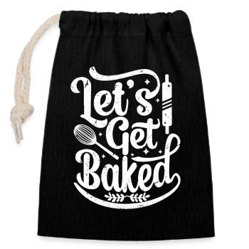 let's get baked - Verschließbarer Geschenkbeutel aus Baumwolle (14x20cm) - Schwarz - Vorne