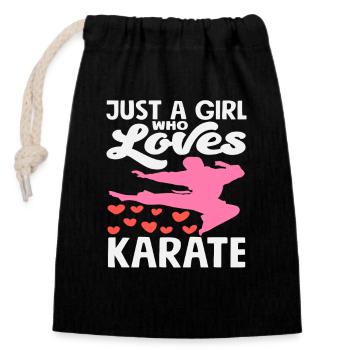 Just a girl who loves karate martial arts - Closable cotton gift bag (14x20cm) - black - Front
