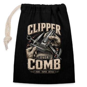 Barber Barbier Tondeuse sur peigne - Sac cadeau en coton avec cordon (14 x 20 cm) - noir - Devant