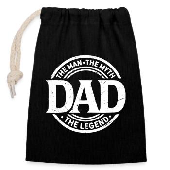 the man the myth the legend dad - Closable cotton gift bag (14x20cm) - black - Front
