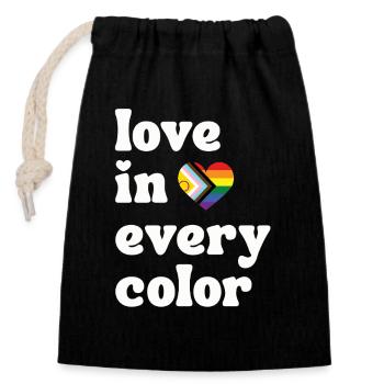 Cœur arc-en-ciel de l’amour dans toutes les couleurs LGBTQIA - Sac cadeau en coton avec cordon (14 x 20 cm) - noir - Devant