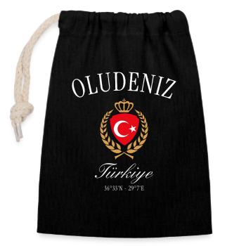 Ölüdeniz Türkei Wappen Krone – Reise Souvenir - Verschließbarer Geschenkbeutel aus Baumwolle (14x20cm) - Schwarz - Vorne