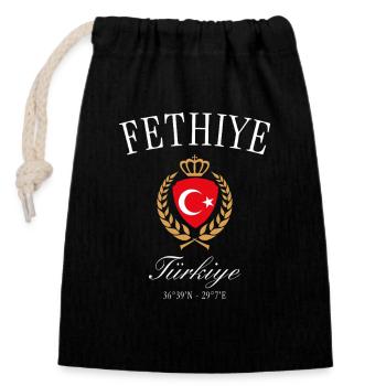 Fethiye Türkei Wappen Krone – Reise Souvenir - Verschließbarer Geschenkbeutel aus Baumwolle (14x20cm) - Schwarz - Vorne