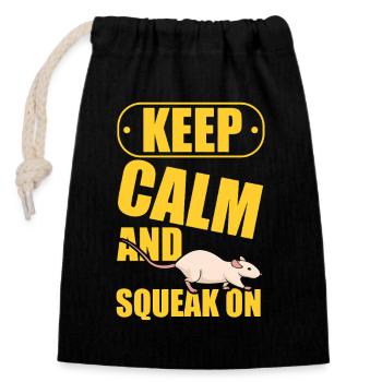 Rat, house rat, rat owner, rat lover - Closable cotton gift bag (14x20cm) - black - Front