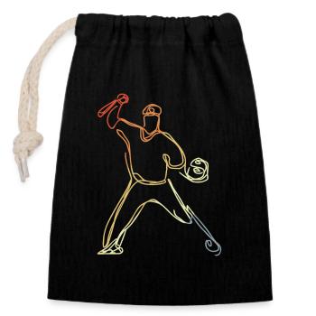 Baseballer Vintage Look - Verschließbarer Geschenkbeutel aus Baumwolle (14x20cm) - Schwarz - Vorne