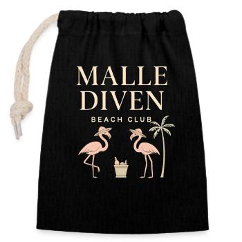 Malle Diven Beach Club Flamingo Mallorca Party - Sac cadeau en coton avec cordon (14 x 20 cm) - noir - Devant