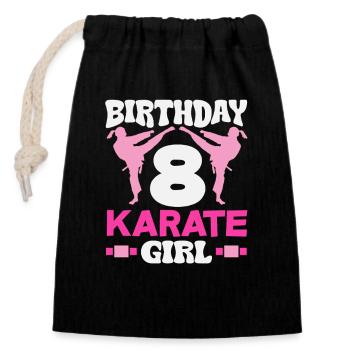 8 Birthday Karate Girl 8 Years Martial Arts - Closable cotton gift bag (14x20cm) - black - Front