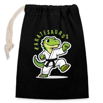 Karatesaurus Dinosaur T-Rex Karate Kids - Closable cotton gift bag (14x20cm) - black - Front