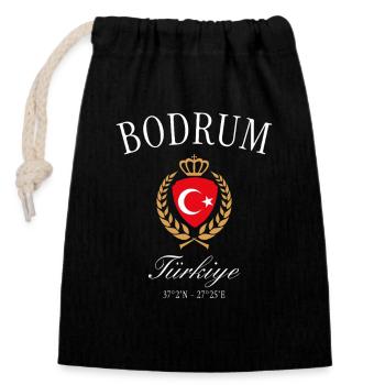 Bodrum Türkei Wappen Krone – Reise Souvenir - Verschließbarer Geschenkbeutel aus Baumwolle (14x20cm) - Schwarz - Vorne