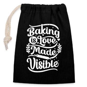 La pâtisserie, c’est l’amour rendu visible - Sac cadeau en coton avec cordon (14 x 20 cm) - noir - Devant