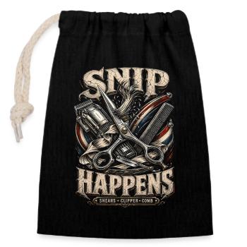 Barbier Snip Snip Arrive - Sac cadeau en coton avec cordon (14 x 20 cm) - noir - Devant