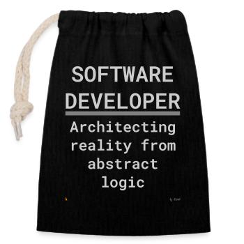 Software Developer: Logic Meets Reality - Closable cotton gift bag (14x20cm) - black - Front
