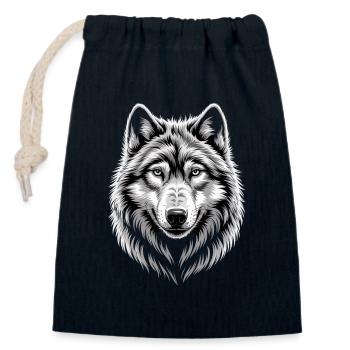 Wolf - Verschließbarer Geschenkbeutel aus Baumwolle (14x20cm) - Navy - Vorne