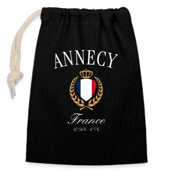 Armoiries de La Rochelle, France, souvenir de voyage de la couronne - Sac cadeau en coton avec cordon (14 x 20 cm) - noir - Devant